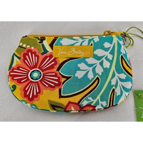 VERA BRADLEY FLORAL COIN PURSE POUCH WALLET 3" x 6" WITH ZIPPER CLOSURE - Picture 2 of 9